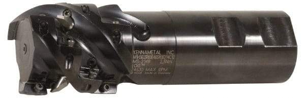 Kennametal - 50mm Cut Diam, 53.5mm Max Depth of Cut, 40mm Shank Diam, 151mm OAL, Indexable Square Shoulder Helical End Mill - EC14.., EP14.. Inserts, Weldon Shank, 0° Lead Angle, Through Coolant - Exact Tool & Supply