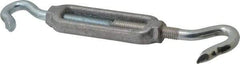 Made in USA - 174 Lb Load Limit, 3/8" Thread Diam, 2-7/8" Take Up, Aluminum Hook & Hook Turnbuckle - 3-7/8" Body Length, 1/4" Neck Length, 7-1/2" Closed Length - Exact Tool & Supply