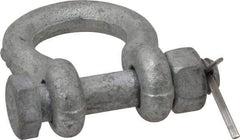 Made in USA - 5/16" Nominal Chain Size, 0.75 Ton Carbon Steel Bolt Anchor Shackle - 5/16" Diam, 3/8" Pin Diam, 1-1/4" High Inside Jaw, 0.969" Inside Width, 3/8" Max Body Thickness - Exact Tool & Supply