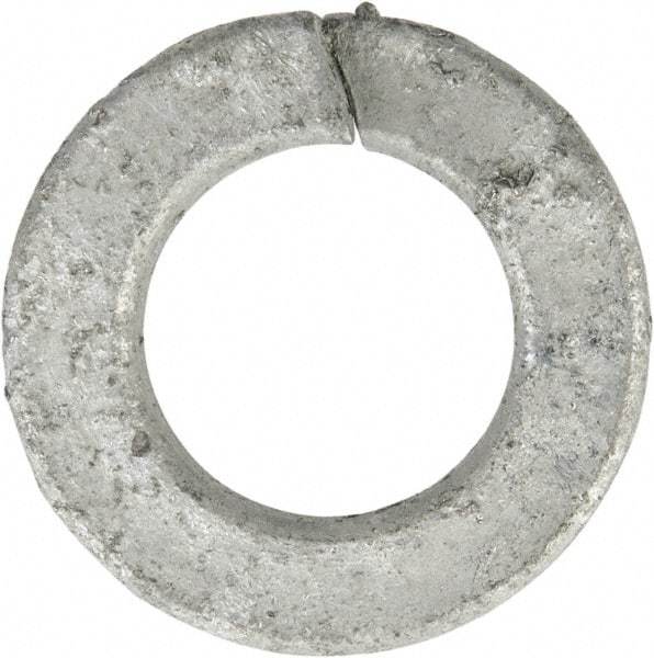 Value Collection - 7/16", 0.46" ID, 0.109" Thick Split Lock Washer - Grade 2 Spring Steel, Hot Dipped Galvanized Finish, 0.46" Min ID, 0.47" Max ID, 0.796" Max OD - Exact Tool & Supply