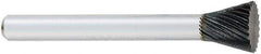 OSG - 3/8" Cut Diam, 1/4" Shank Diam, Inverted Cone Head Fluted Cut Burr - Carbide, Flat End, 3/8" LOC, 2" OAL - Exact Tool & Supply