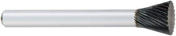 OSG - 12mm Cut Diam, 6mm Shank Diam, Inverted Cone Head Fluted Cut Burr - Carbide, Flat End, 12mm LOC, 50mm OAL - Exact Tool & Supply