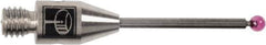 Renishaw - 0.02 Inch Ball Diameter, Carbide Stem, M2 Thread, Ruby Point Ball Tip CMM Stylus - 0.28 Inch Working Length, 0.012 Inch Stem Diameter, 0.79 Inch Overall Length - Exact Tool & Supply