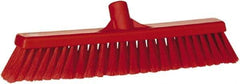 Vikan - 16" Fine Particle Synthetic Push Broom - 2" Bristle Length, Plastic Block, European Threaded Handle Connection - Exact Tool & Supply