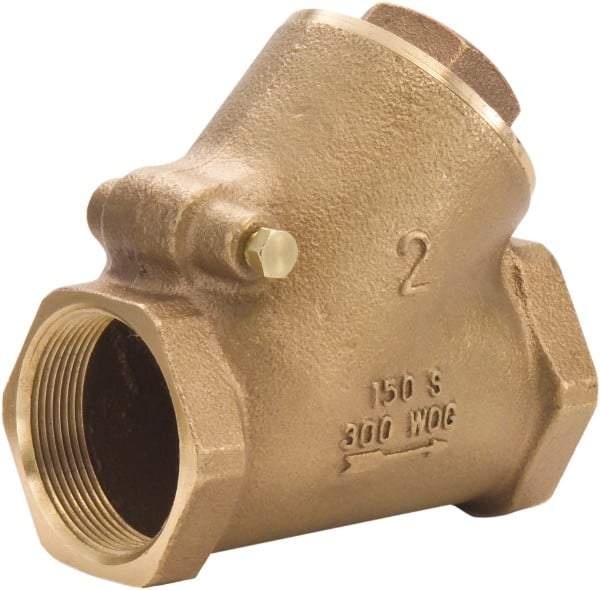 Legend Valve - 2" Lead Free Bronze Check Valve - Y-Pattern, FNPT x FNPT, 300 WOG - Exact Tool & Supply