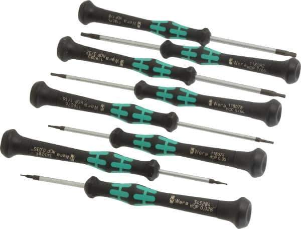 Wera - 8 Piece, 0.028 to 7/64" Hex Driver Set - Comes in Cardboard Box - Exact Tool & Supply