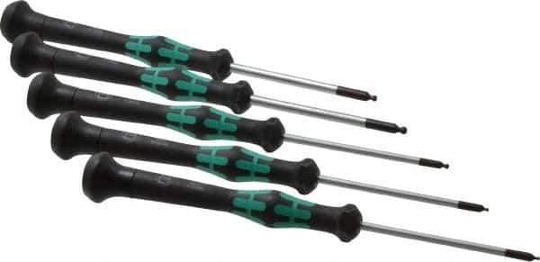 Wera - 5 Piece, 1.3 to 3mm Ball End Hex Driver Set - Comes in Display Box - Exact Tool & Supply