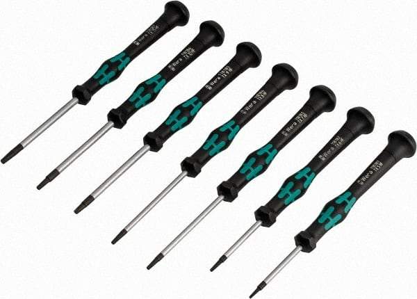 Wera - 7 Piece T5 to T15 Micro Handle Torx Driver Set - T5, T6, T7, T8, T9, T10, T15 - Exact Tool & Supply