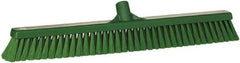 Vikan - 24" Fine Particle Synthetic Push Broom - 2" Bristle Length, Plastic Block, European Threaded Handle Connection - Exact Tool & Supply
