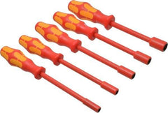 Wera - 5 Piece 7/32 to 1/2" Insulated Nutdriver Set - Solid Shaft, Ergonomic Handle - Exact Tool & Supply