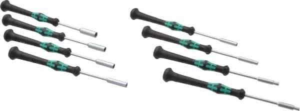 Wera - 8 Piece 2.5 to 6mm Electronic Nutdriver Set - Solid Shaft, Ergonomic Handle - Exact Tool & Supply