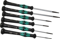 Wera - 6 Piece Slotted Screwdriver Set - Blade Sizes: Width Metric 1.5, 2, 2.5, 3, 3.5 & 4, Metric Length mm: 1.5mm x 40mm, 2mm x 40mm, 2.5mm x 50mm, 3mm x 50mm, 3.5mm x 80mm & 4mm x 80mm - Exact Tool & Supply