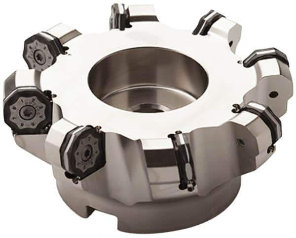 Seco - 3.15" Cut Diam, 1" Arbor Hole, 0.236" Max Depth of Cut, 40° Indexable Chamfer & Angle Face Mill - 9 Inserts, ON.U 09 Insert, Right Hand Cut, 9 Flutes, Series R220.48 - Exact Tool & Supply