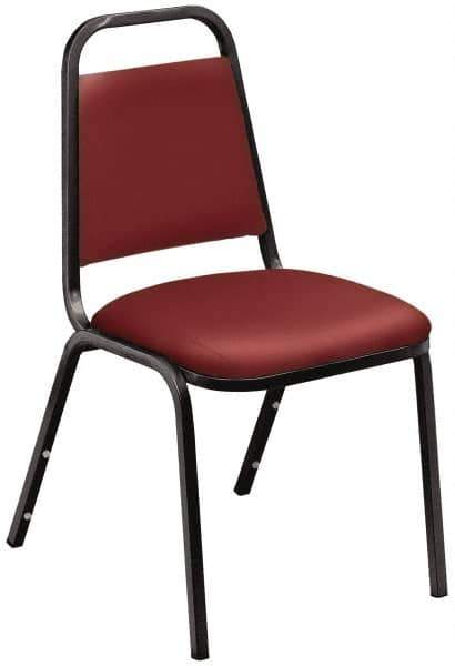 NPS - Vinyl Burgundy Stacking Chair - Black Frame, 17-1/4 Inch Wide x 20 Inch Deep x 33 Inch High - Exact Tool & Supply
