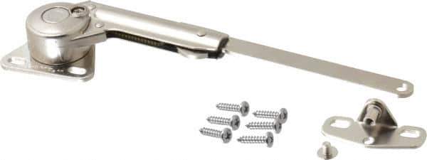Sugatsune - 8-1/2" OAL x 7/8" Wide, 60 Lb/Inch Capacity, Adjustable Soft Down Stay - Left Side, 5mm Mounting Hole Diam, 100° Max Opening, Nickel Plated Steel & Zinc Alloy - Exact Tool & Supply