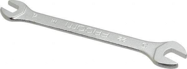 Facom - 4mm x 5mm Stubby Open End Wrench - 2-9/32" OAL, Double End, Satin Finish, 15° Head Angle - Exact Tool & Supply