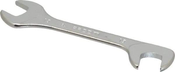 Facom - 15mm Stubby Extra Thin Open End Wrench - 5-33/64" OAL, Double End, Satin Finish, 15° & 75° Head Angle - Exact Tool & Supply