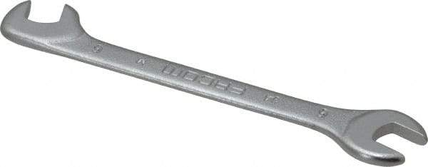 Facom - 6mm Stubby Extra Thin Open End Wrench - 3-9/64" OAL, Double End, Satin Finish, 15° & 75° Head Angle - Exact Tool & Supply