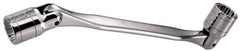 Facom - 21 x 23", 12 Point, Satin Chrome Coated, Double Flex-End Socket Wrench - 13-1/32" OAL, 41.5mm Head Thickness - Exact Tool & Supply