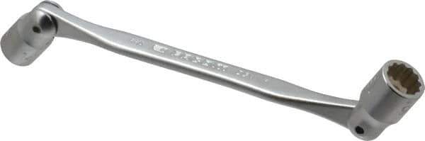 Facom - 14 & 15", 12 Point, Satin Chrome Coated, Double Flex-End Socket Wrench - 9-11/32" OAL, 33mm Head Thickness - Exact Tool & Supply