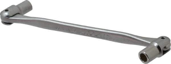 Facom - 6 x 7", 12 Point, Satin Chrome Coated, Double Flex-End Socket Wrench - 7-27/64" OAL, 23mm Head Thickness - Exact Tool & Supply