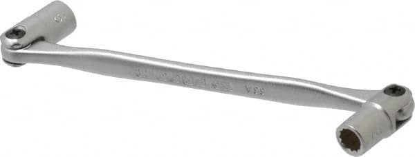 Facom - 8 x 9", 12 Point, Satin Chrome Coated, Double Flex-End Socket Wrench - Exact Tool & Supply