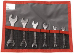 Facom - 6 Piece, 3.2mm x 5.5mm to 12mm x 13mm, Open End Wrench Set - Metric Measurement Standard, Satin Finish, Comes in Vinyl Roll - Exact Tool & Supply