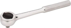 Stanley - 3/8" Drive Round Head Ratchet - Chrome Finish, 7-7/8" OAL - Exact Tool & Supply
