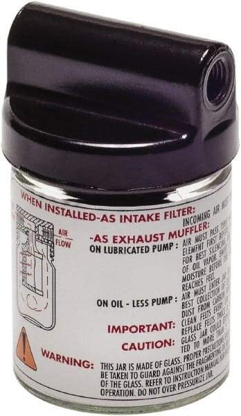 Gast - 8 oz Air Compressor Filter/Muffler Assembly - 3 Piece, Use with Gast 0523 Rotary Vane Units - Exact Tool & Supply