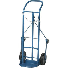 Wesco Industrial Products - 250 Lb Capacity 41-3/4" OAH Tilting Cylinder Hand Truck - Continuous Handle, Steel, Mold-On Rubber Wheels - Exact Tool & Supply