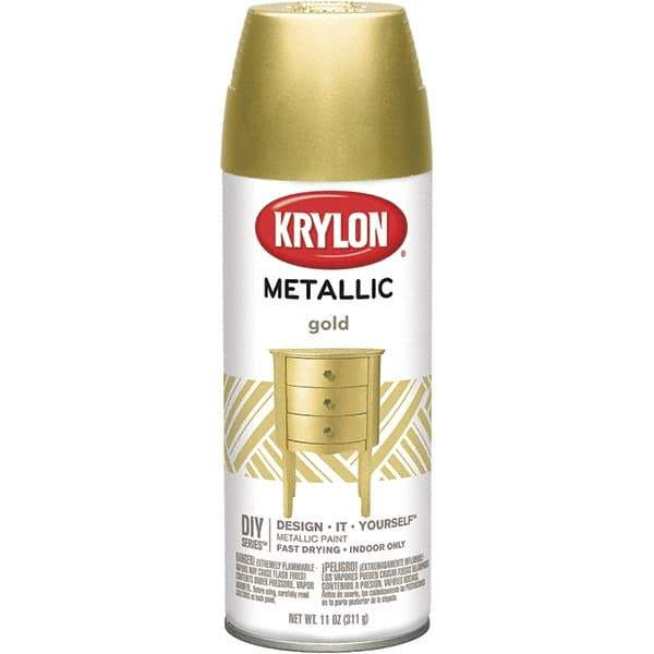 Krylon - Gold, Metallic, Aerosol Spray Paint - 15 to 20 Sq Ft per Can, 12 oz Container - Exact Tool & Supply