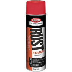 Krylon - Red, 15 oz Net Fill, Fluorescent, Acrylic Enamel Spray Paint - 15 to 20 Sq Ft per Can, 20 oz Container - Exact Tool & Supply