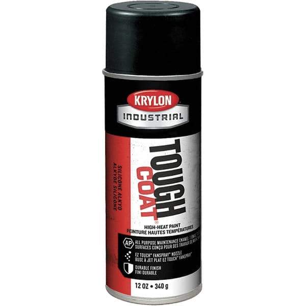 Sprayon - High Temp Black, 12 Ounce Net Fill, Metallic, Acrylic Enamel Spray Paint - 15 to 20 Sq. Ft. per Can, 12 Ounce Container - Exact Tool & Supply