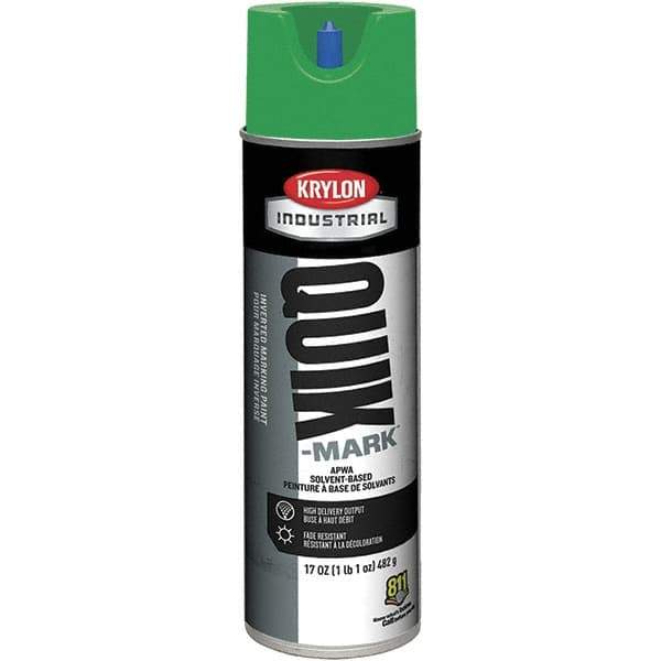 Krylon - 20 fl oz Green Marking Paint - 50 to 60 Sq Ft Coverage, Solvent-Based Formula - Exact Tool & Supply