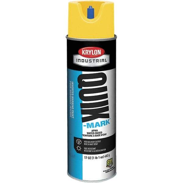 Krylon - 20 fl oz Yellow Marking Paint - 50 to 60 Sq Ft Coverage, Water-Based Formula - Exact Tool & Supply