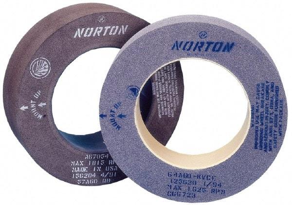 Norton - 20" Diam x 8" Hole x 2" Wide Centerless & Cylindrical Grinding Wheel - 60 Grit, Aluminum Oxide, Type 1, Medium Grade, Vitrified Bond, No Recess - Exact Tool & Supply