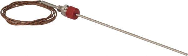 Thermo Electric - 0 to 1600°F, J Pipe Fitting, Thermocouple Probe - 6 Ft. Cable Length, Stripped Ends, 9 Sec Response Time - Exact Tool & Supply