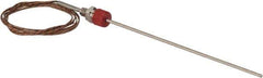 Thermo Electric - 0 to 1600°F, J Pipe Fitting, Thermocouple Probe - 6 Ft. Cable Length, Stripped Ends, 9 Sec Response Time - Exact Tool & Supply