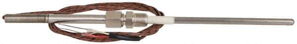 Thermo Electric - 0 to 1600°F, J Pipe Fitting, Thermocouple Probe - 6 Ft. Cable Length, Stripped Ends, 9 Sec Response Time - Exact Tool & Supply