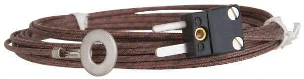 Thermo Electric - 0 to 900°F, J Surface, Thermocouple Probe - 25 Ft. Cable Length, Mini Connector, 15 Sec Response Time - Exact Tool & Supply