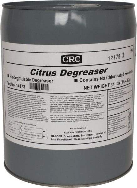 CRC - 5 Gal Bucket Cleaner/Degreaser - Liquid, Citrus & Petroleum Distillate, Citrus - Exact Tool & Supply