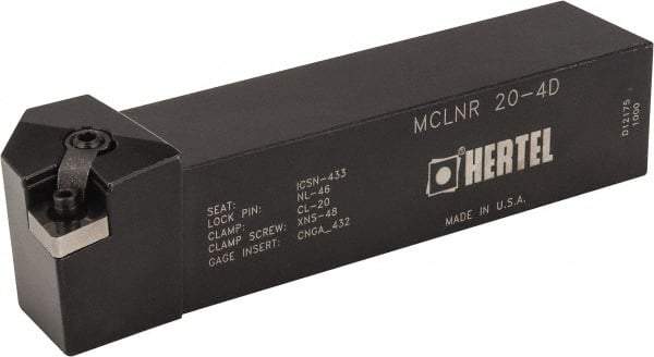 Hertel - MCLN, Right Hand Cut, 5° Lead Angle, 1-1/4" Shank Height x 1-1/4" Shank Width, Negative Rake Indexable Turning Toolholder - 6" OAL, CN..43. Insert Compatibility, Series Multi-Option - Exact Tool & Supply