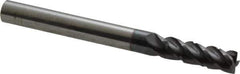 ProMax - 3/16" Diam, 5/8" LOC, 4 Flute Solid Carbide Roughing & Finishing Corner Radius End Mill - AlTiN Finish, 2" OAL, 3/16" Shank Diam, Straight Shank, 40° Helix, Centercutting, Regular Length - Exact Tool & Supply