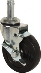 Value Collection - 5" Diam x 1-1/4" Wide x 6-15/32" OAH Stem Mount Swivel Caster with Brake - Exact Tool & Supply