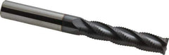 Accupro - 7/16" Diam, Fine Pitch, 2" LOC, 4 Flute Solid Carbide Roughing Square End Mill - AlTiN Finish, 4" OAL, 7/16" Shank Diam, Single End, Centercutting, 30° Helix - Exact Tool & Supply