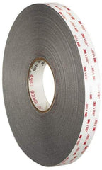 3M - 1/2" x 36 Yd Acrylic Adhesive Double Sided Tape - 45 mil Thick, Gray, Acrylic Foam Liner, Continuous Roll, Series 4941 - Exact Tool & Supply