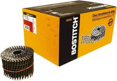Stanley Bostitch - 11 Gauge 0.131" Shank Diam 3-1/4" Long Framing Nails for Power Nailers - Steel, Yellow Zinc Finish, Smooth Shank, Coil Wire Collation, Round Head, Diamond Point - Exact Tool & Supply