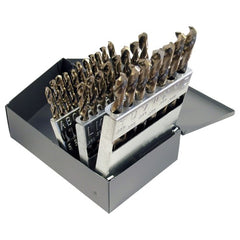 A-Z RHS / RHC HSS-CO 8% (M42) 135 Degree Split Point NAS907 Type J Heavy Duty Cobalt Jobber Length Drill Set - Straw / Gold Oxide - Exact Tool & Supply