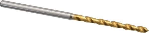 OSG - #38 130° Vanadium High Speed Steel Jobber Drill - TiN Finish, Right Hand Cut, Spiral Flute, Straight Shank, 62mm OAL, Standard Point - Exact Tool & Supply