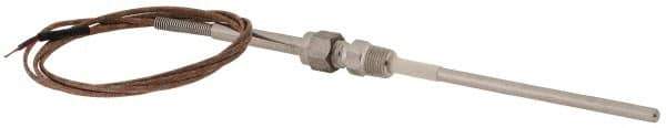 Thermo Electric - 0 to 750°F, T Pipe Fitting, Thermocouple Probe - 6 Ft. Cable Length, Stripped Ends, 9 Sec Response Time - Exact Tool & Supply